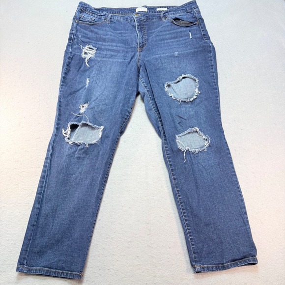 Sofía Vergara Bagi Boyfriend Jeans Women's 20 Distressed / Ripped Blue Denim - Picture 1 of 11